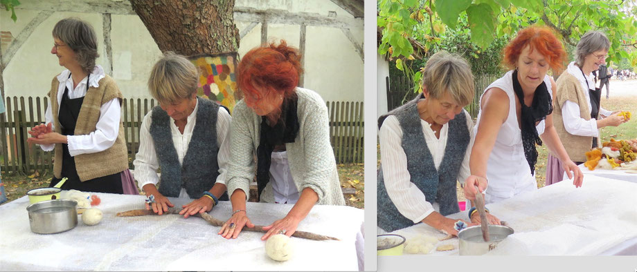 Atelier Feutrage avec les enfants et leurs parents lors de la journée du Patrimoine du 21 septembre 2019 à Marquèzes