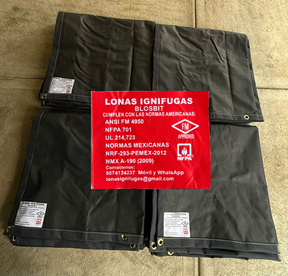 Lonas Ignifugas de algodon, color negro, resisten altas temperaturas, escoria de metal fundido, salpicadura y chispa de soldadura