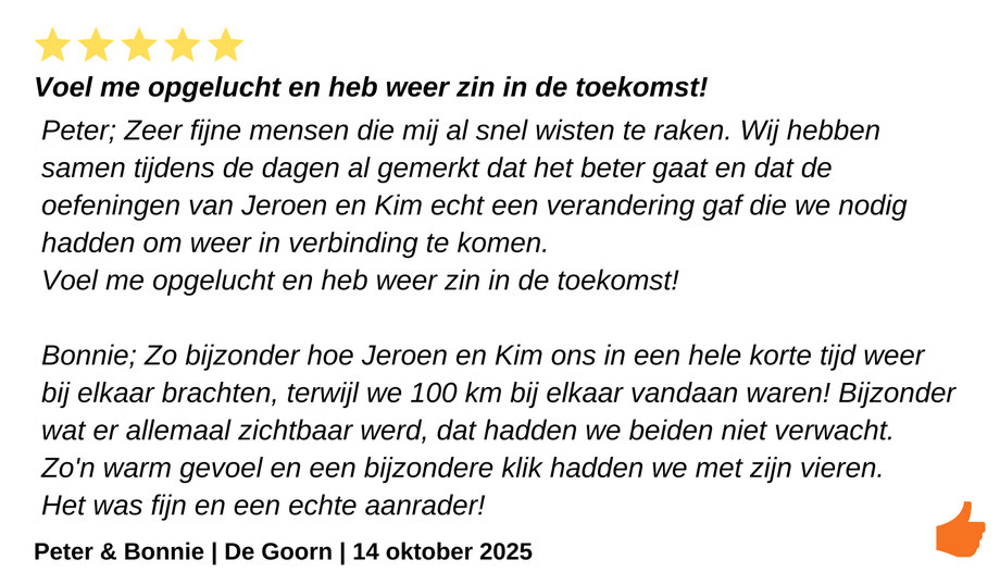 Beste Relatieweekend van nederland. Ervaren therapeuten en snel tot de kern