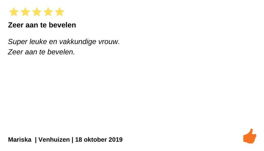 Review Individuele therapie en coaching  Venhuizen. Kim Kromwijk is een zeer vakkundige vrouw. Zeer aan te bevelen.