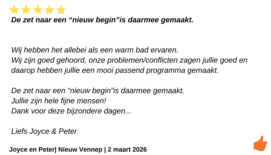 Beste Relatieweekend voor je relatie. Verbinding en tot de kern van het probleem