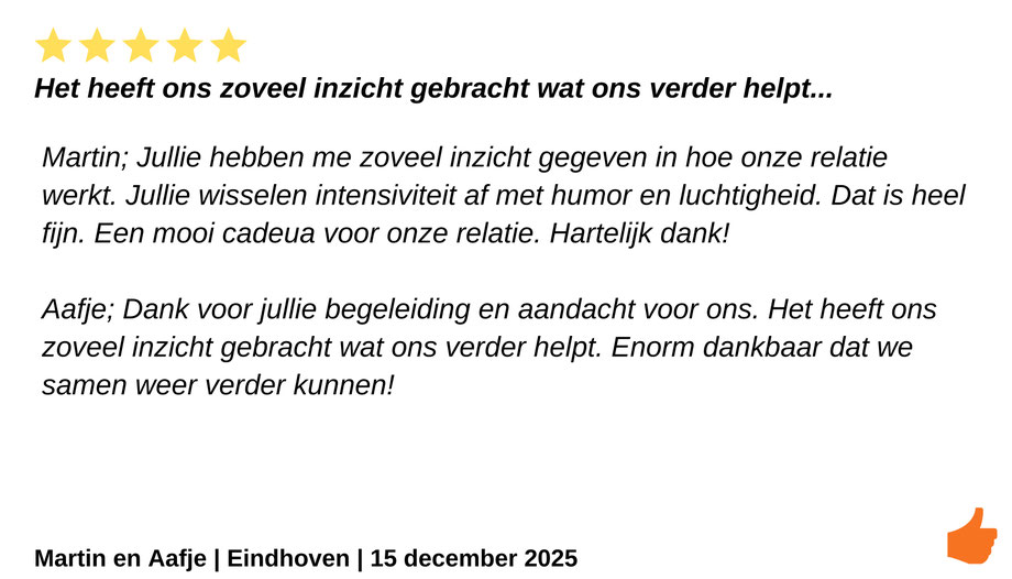 Review Relatieweekend Relatiemeerdaagse. Erkende therapeuten voor jouw relatie