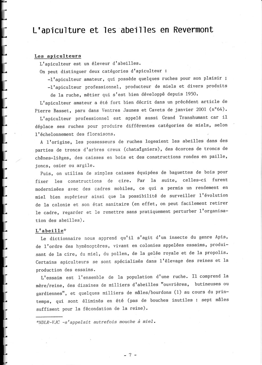 Ventres Jaunes et Cavets - Juillet 2006 - l'apiculture et les abeilles en Revermont