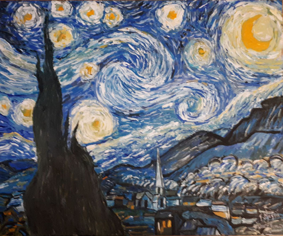 La nuit étoilée de Vincent Van Gogh, format conforme à la toile originelle, année de réalisation : 2023
