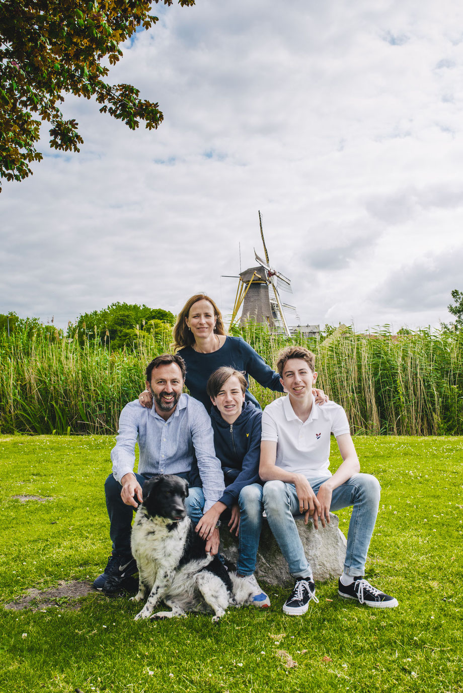 family portrait with windmill