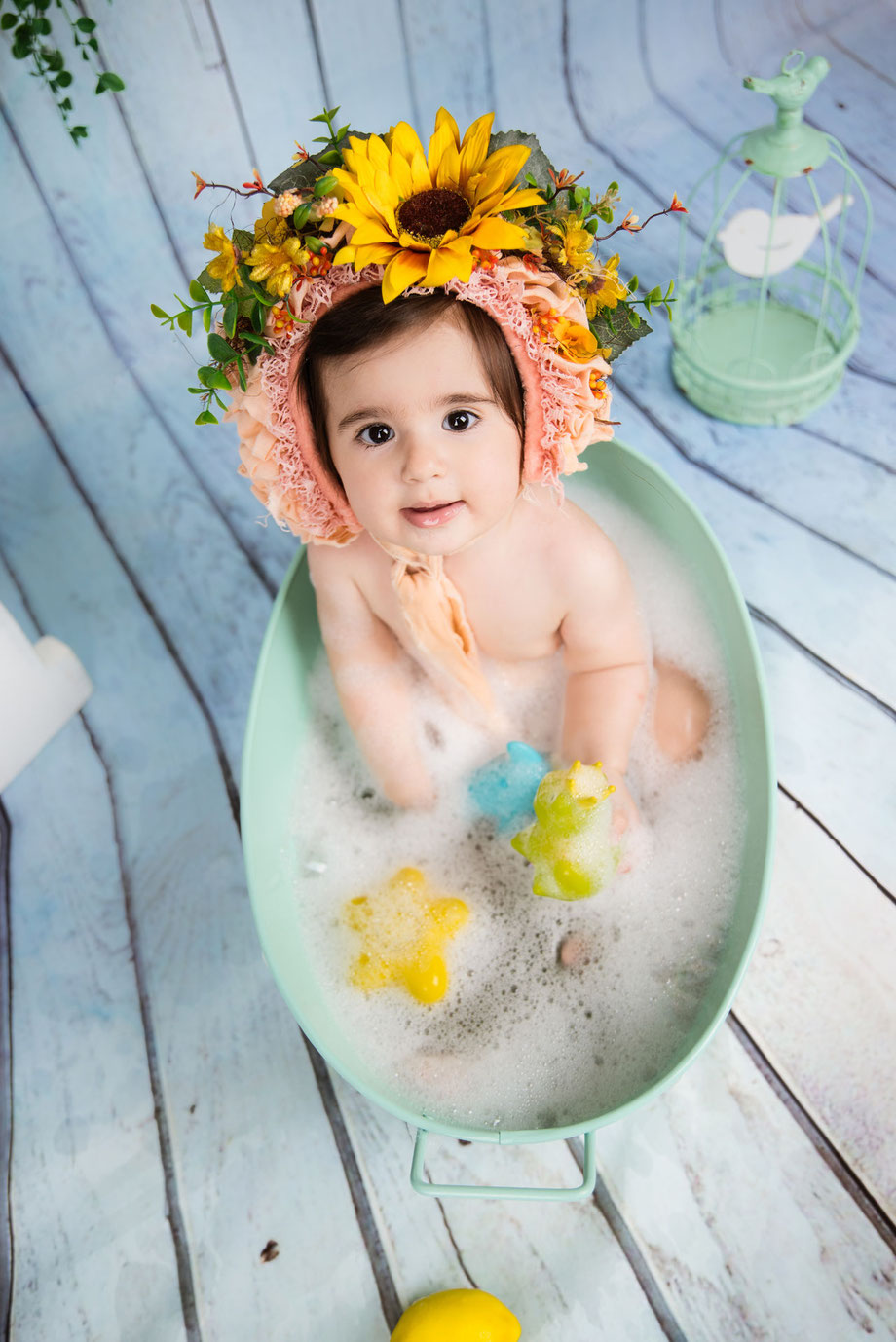 baby shoot with flowers
