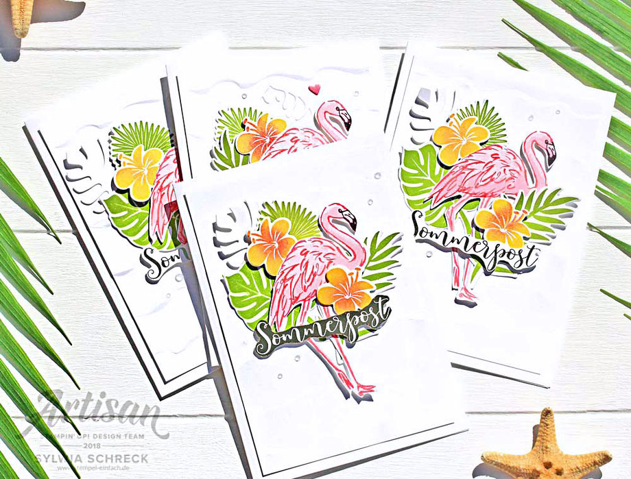 Sommerpost mit Flamingos