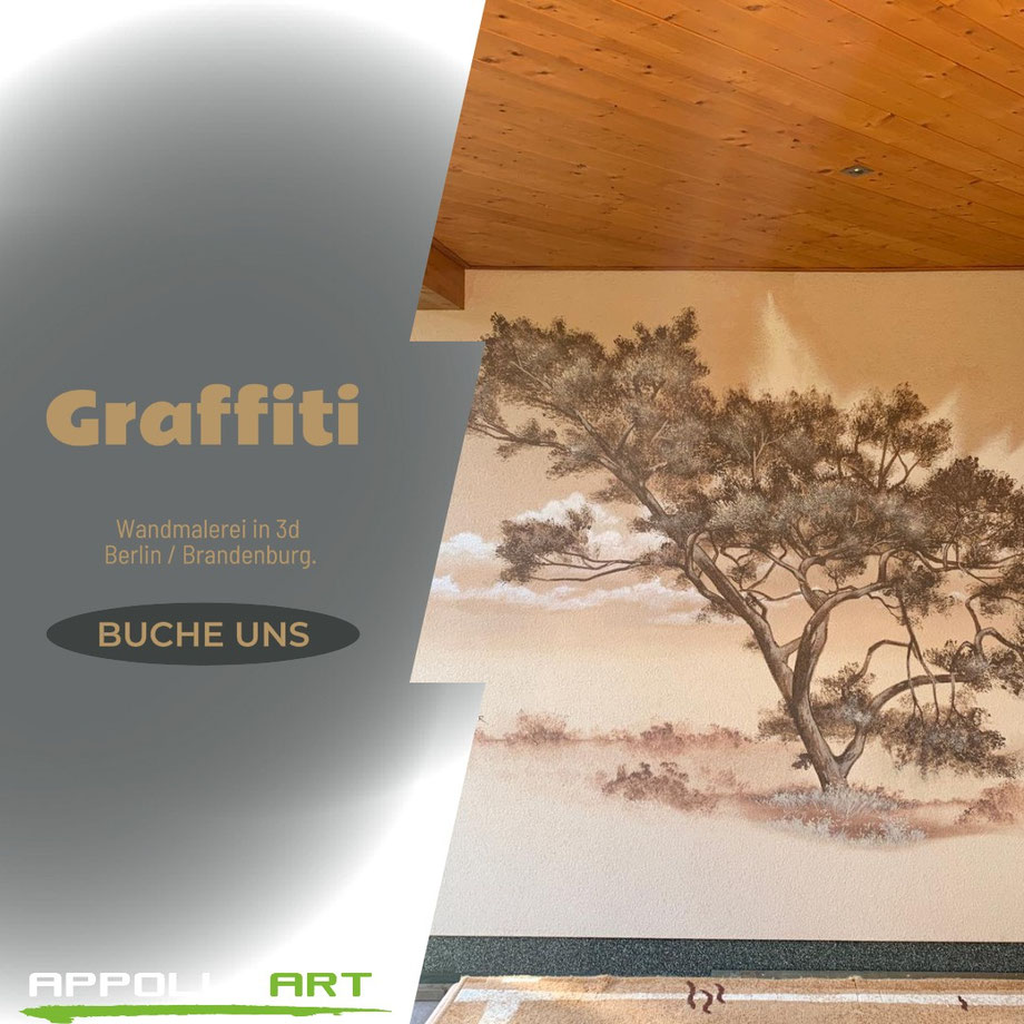 Baum gemalt Bäume malen - Graffiti Wandmalerei Fassadenmalerei 3d Bild