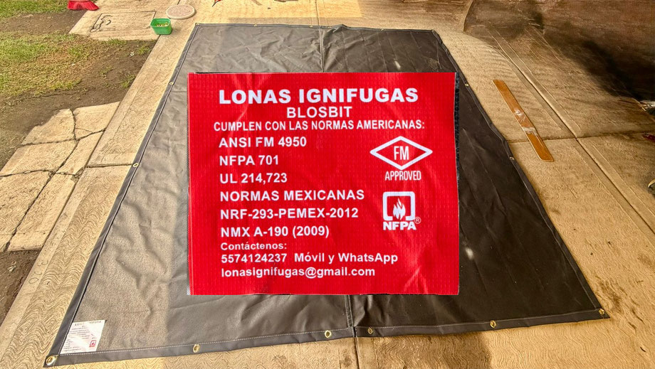Lona Ignifuga de algodon negro, norma PEMEX-NRF-293-2012