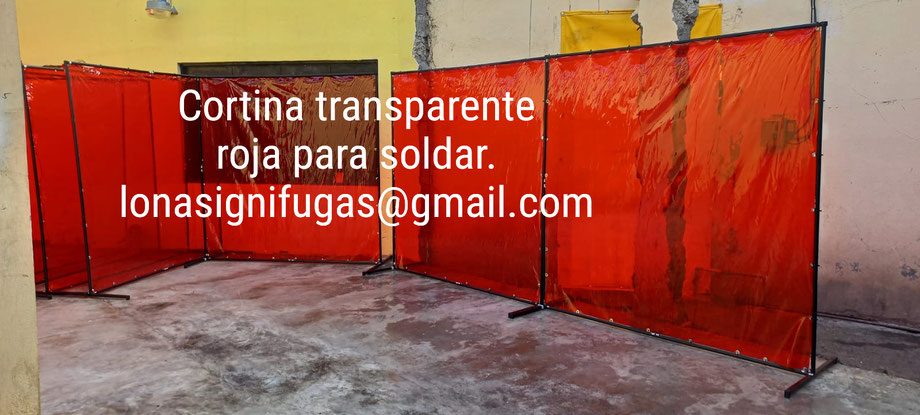 Cortina plástica para soldar - transparente - traslucida - roja