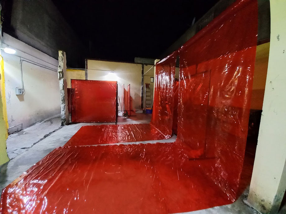 Rollos de cortina para soldar - transparente - roja - antichispa- Entrega Inmediata