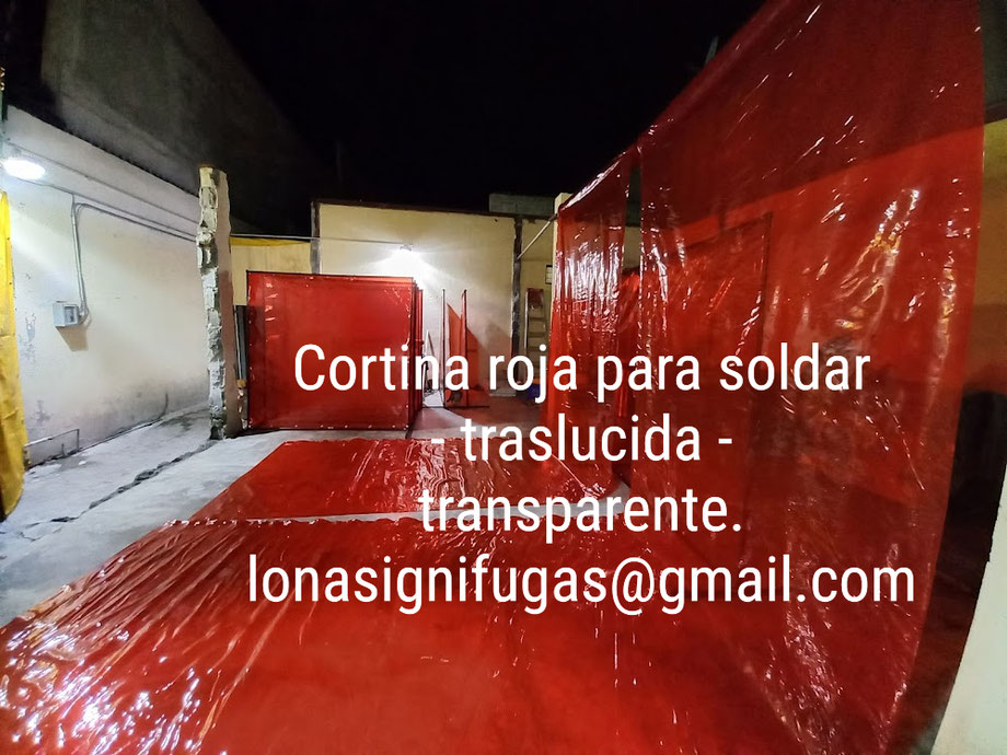 Cortina traslucida roja para soldar - transparente