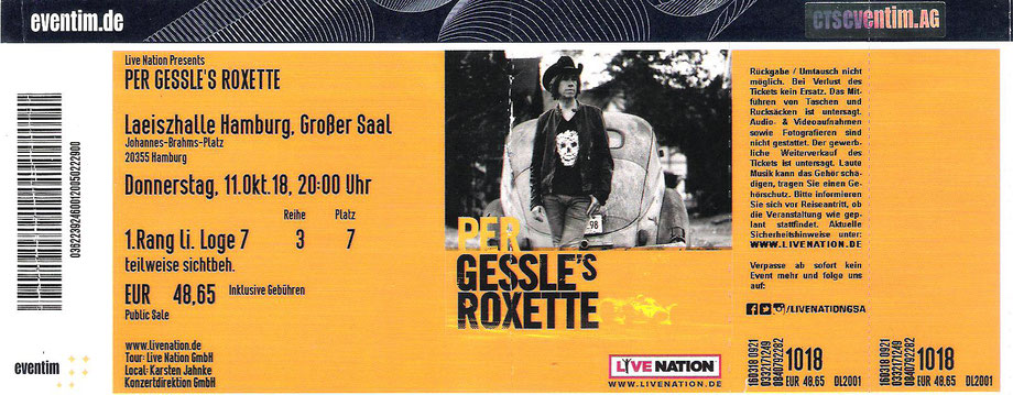Nr. 370 - 11.10.2018 - Roxette - Laeiszhalle, Hamburg