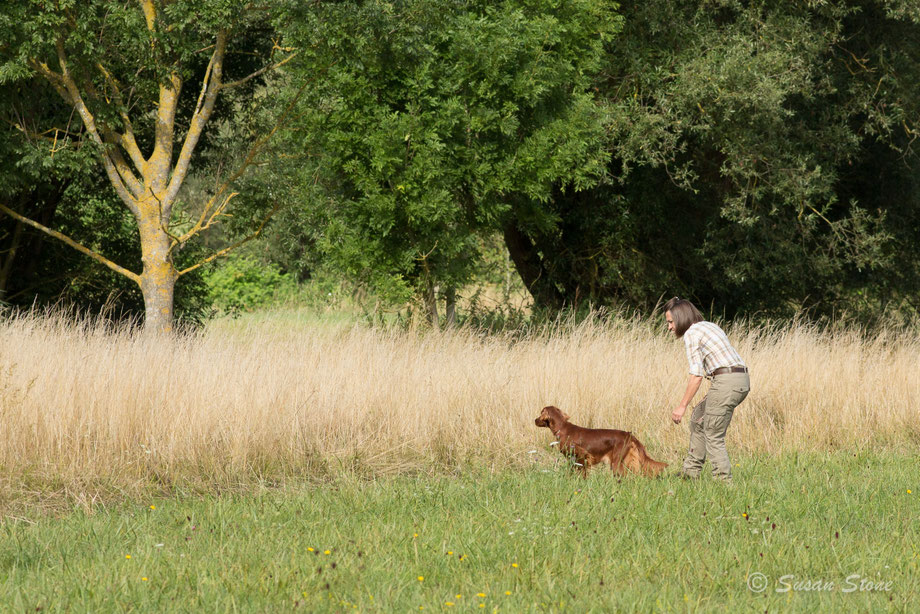 Ella und Sylvia an ihrer ersten Jagdprüfung, das TAN. August 2019
