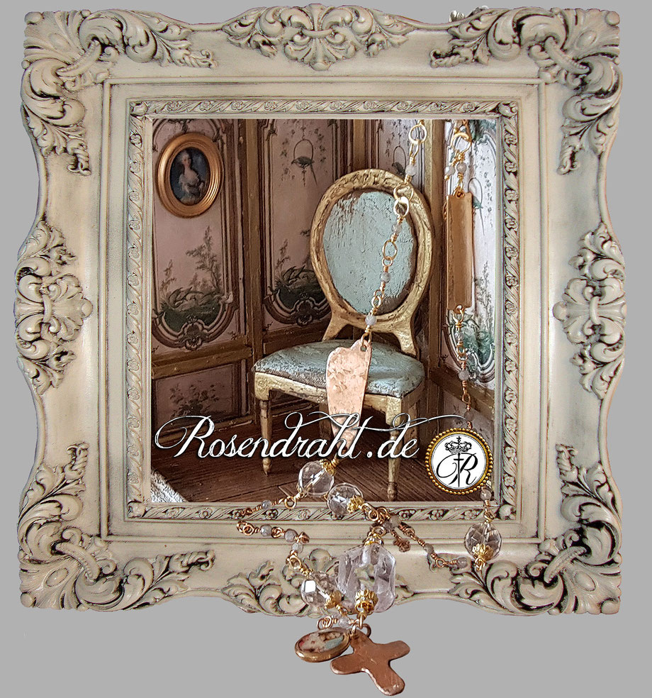 Rosendraht Rosendraht.de webshop Schmuck online Manufaktur handgemacht Schmuckdesign Design Designerschmuck Unikate Goldschmuck Edelsteinschmuck Armband Halskette Kette Marienmedaille Maria Jesus Charm Anhänger Herz Kreuz Labradorit Bergkristall klar 2in1