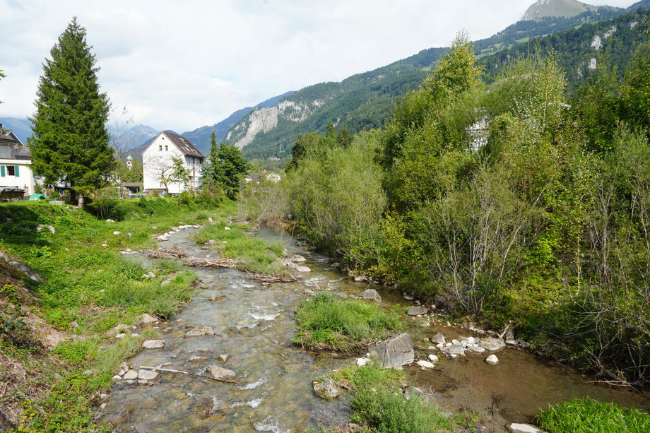 Löntsch vom Löntschwerk bachabwärts. Aufnahme 16.09.2025
