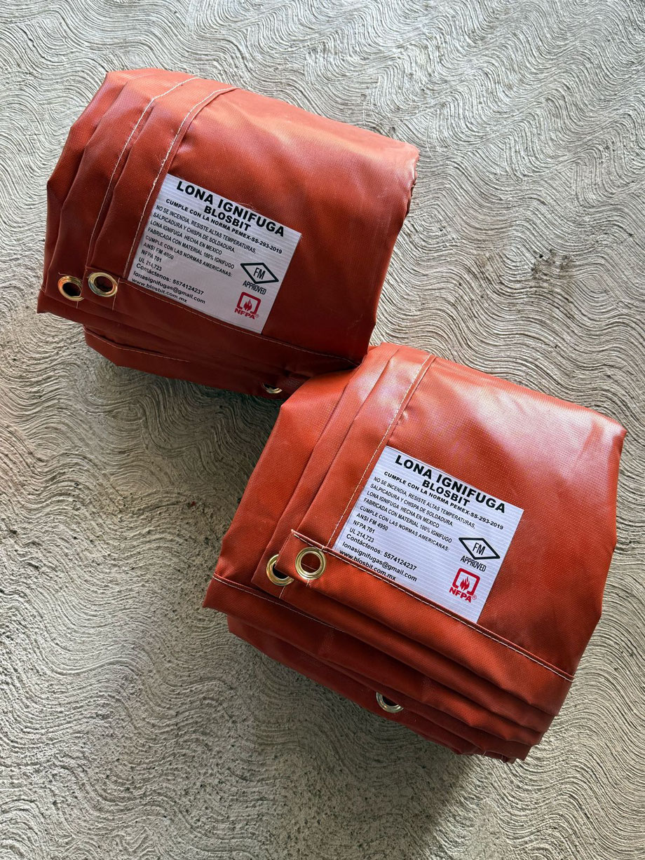 Lonas Ignifugas grado 1 para uso vertical, resiste altas temperaturas, salpicadura y chispa de soldadura