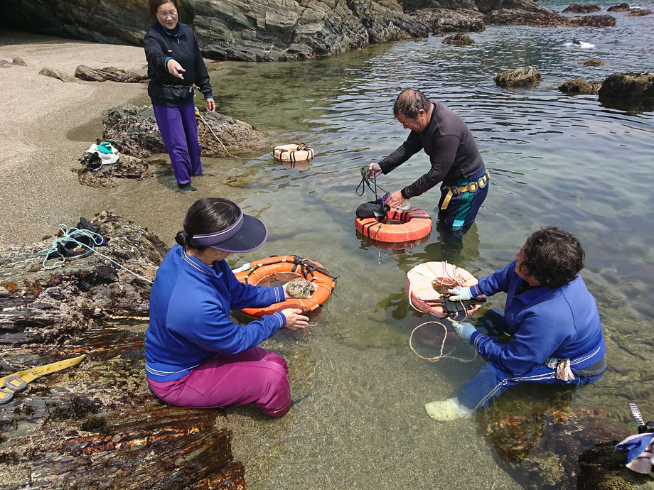 海女漁の合間のやりとり