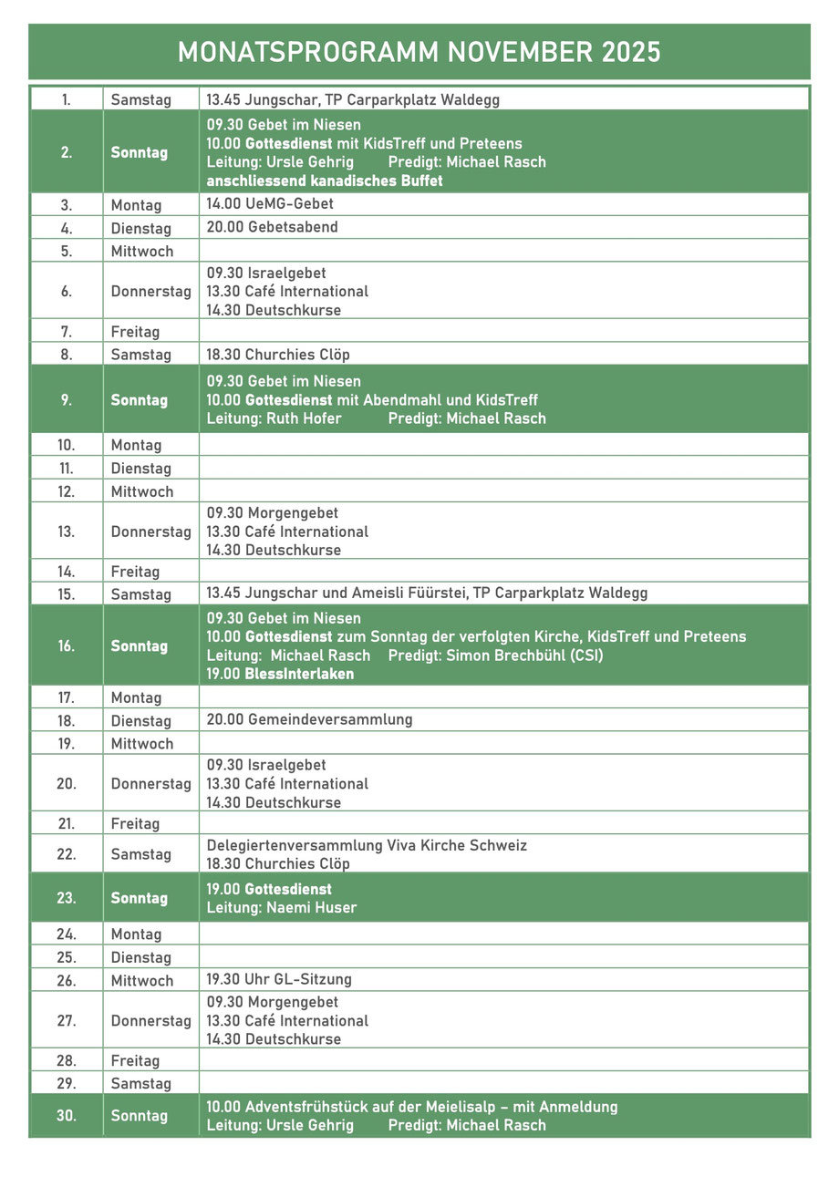 Monatsprogramm November 2025