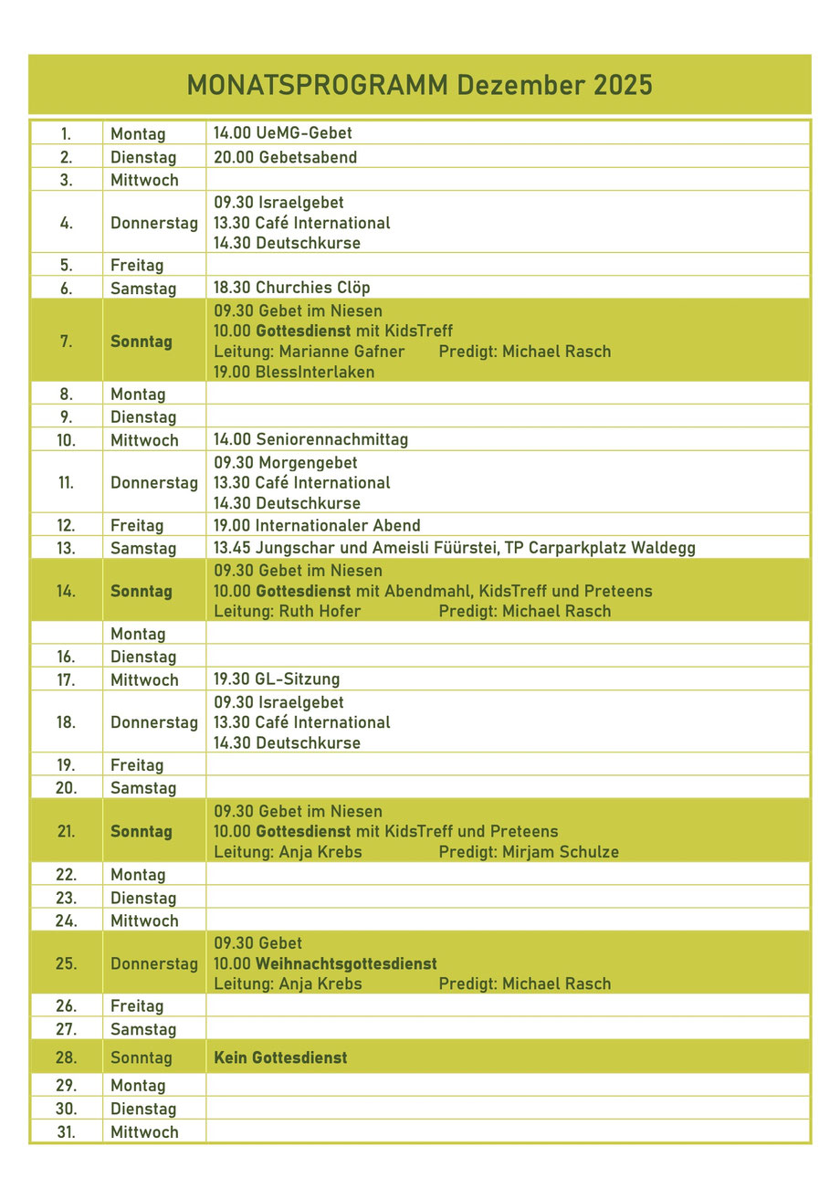 Monatsprogramm Dezember 2025