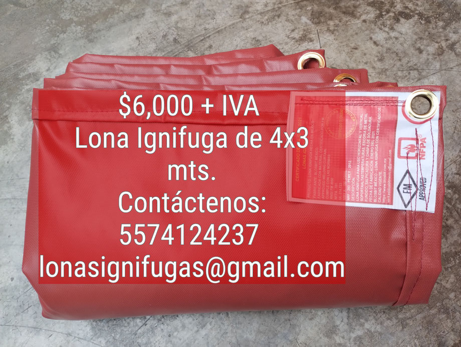Lona Ignifuga de 4x3 metros - Entrega Inmediata - 5574124237 - Envios a todo Mexico
