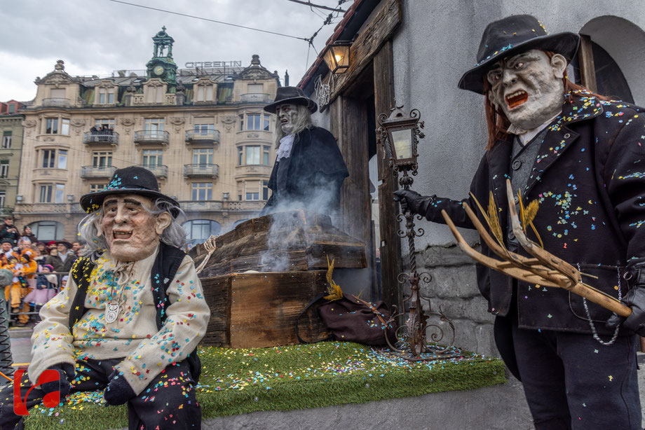 Wey-Umzug, Güdismäntig, Fasnacht, Altstadt luzern, Ausflugsziel Luzern, Zunft zu Safran, älteste Zunft Luzern, Fasnachtsumzug, Grinden, Masken treiben, Carnival of Lucerne, Fasnacht Luzern 2024, carnival lucerne 2024, Wey Zunft, Umzug, Guggemusik,