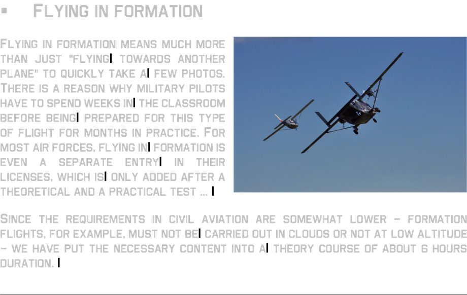 flying in formation flying entry in the license Theoretical test practical test prctical check formation flight 