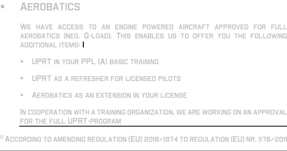 Training Organization Flight school  full aerobatics negative g-load