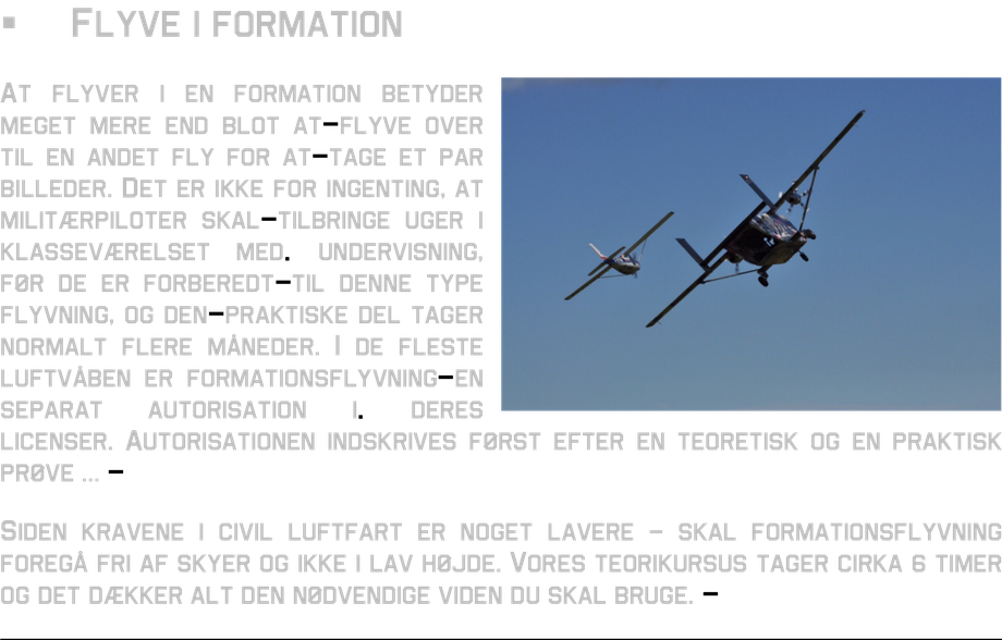 flying in formation flying entry in the license Theoretical test practical test prctical check formation flight 