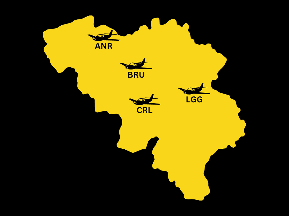 map airports belgium