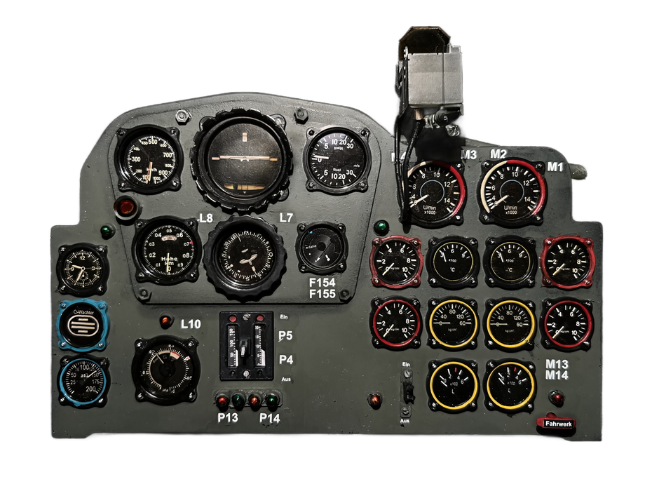 Aerocockpit set 1/4 scale model : Messerschmitt Me 262 "Schwalbe" instruments panel & Revi 16B gunsight