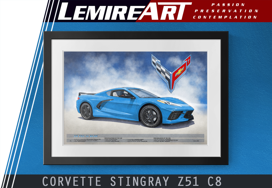 Dessin Corvette Stingray Z51 C8, Dessin Corvette C8, dessin Corvette C8 2020, dessin Corvette C8 2021, dessin Corvette C8 2022, dessin Corvette C8 2023