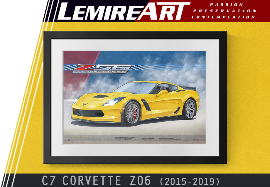 2015 2016 2017 2018 2019 2020 Corvette Z06 printed drawing - 4 printed specifications available