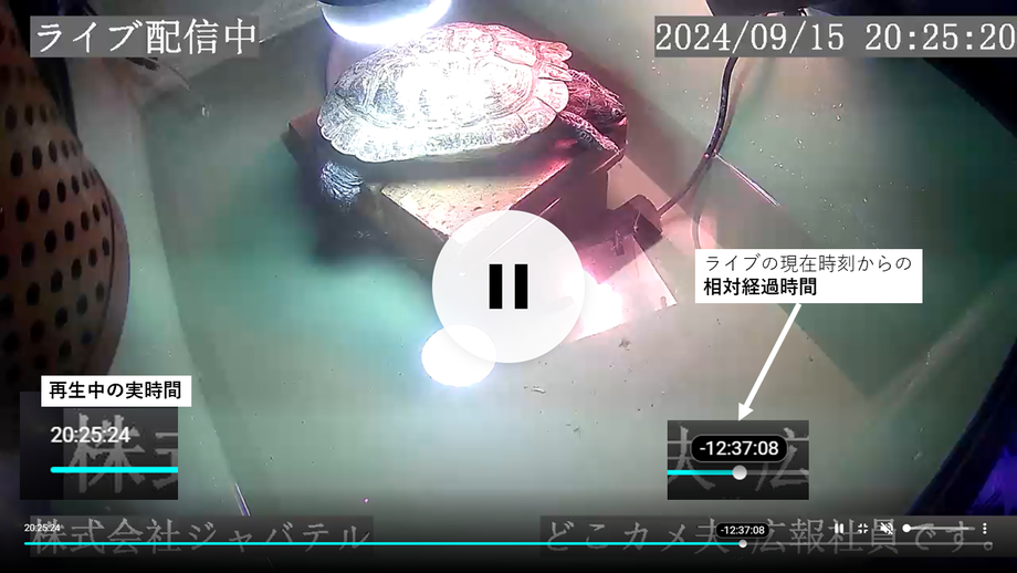 タイムシフト HLS 再生中の実時間 再生中の実時間