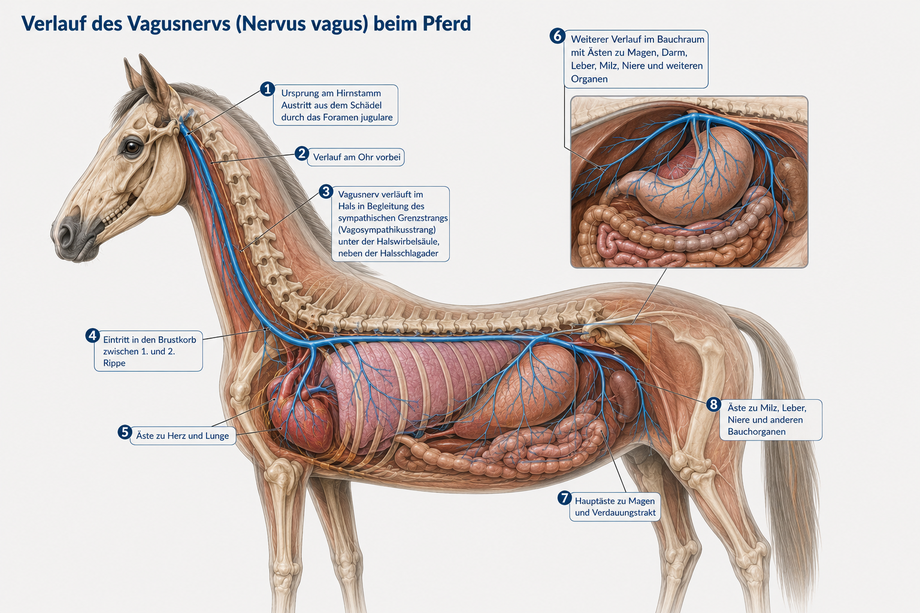 Vagusnerv beim Pferd erklärt: Aufgaben, Verlauf und Bedeutung für Gesundheit und Entzündungen