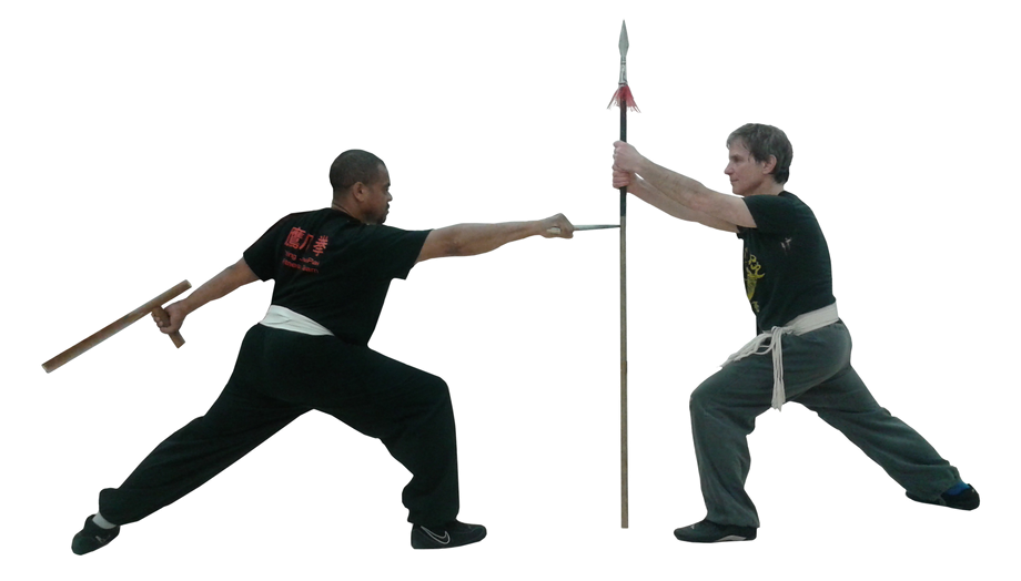 Sifu Julio Perez and Senior Instructor Bruce Paly - Don Do Kwai doi Cheung - Single Saber & Crutch Fights Spear