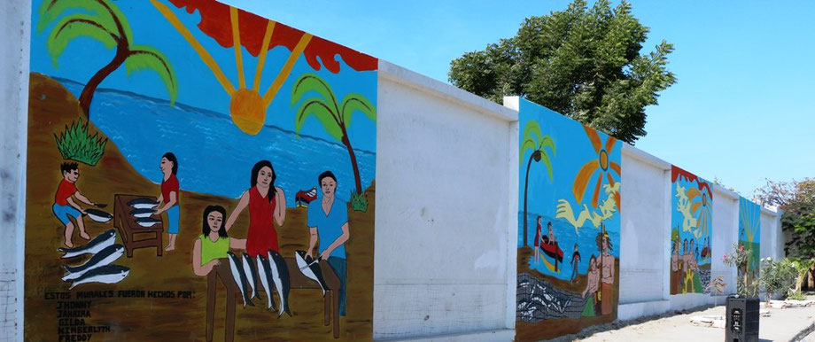 Mural pictórico en los alrededores del Colegio Bahía, de la ciudad de Manta, Ecuador.