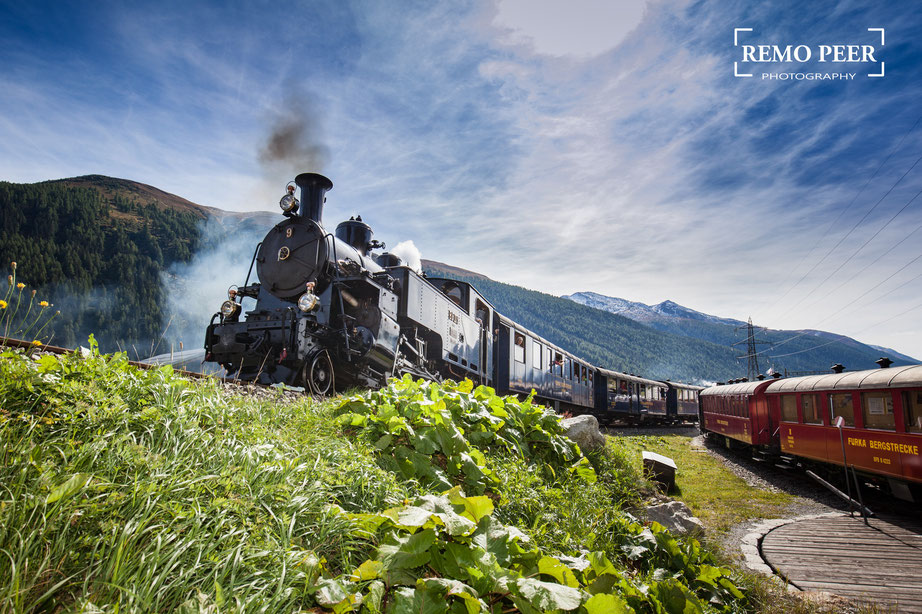 Dampfbahn Furka Bergstrecke - Dampflok HG 3/4 (Fotograf: Remo Peer)