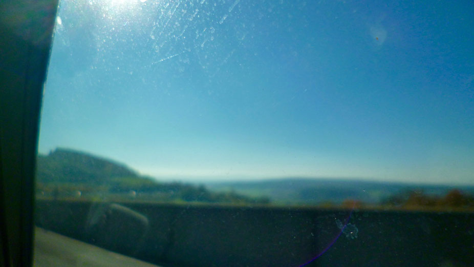 Blick vom Bindlacher Berg auf Bayreuth - aus dem Auto
