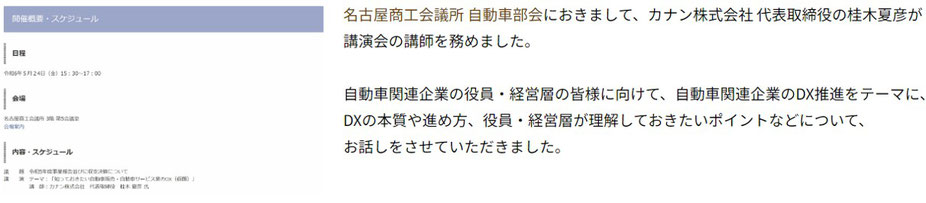 自動車関連企業の役員・経営層を対象にしたDX講演会の講師