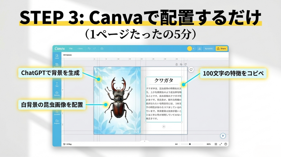 STEP3 Canvaで昆虫図鑑を作る