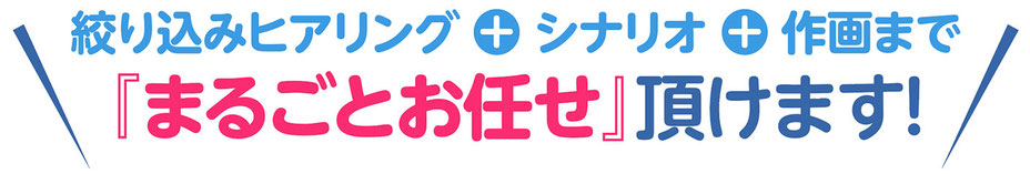 絞り込みヒアリング+シナリオ+作画+デザイン制作までマンガチラシ「まるごと」お任せいただけます