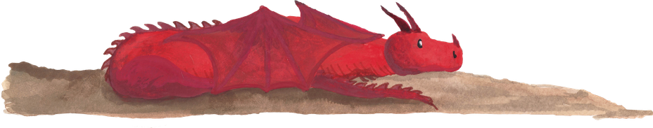 Roter Drache – Illustration vom Märchenalbum Drachenkoffer