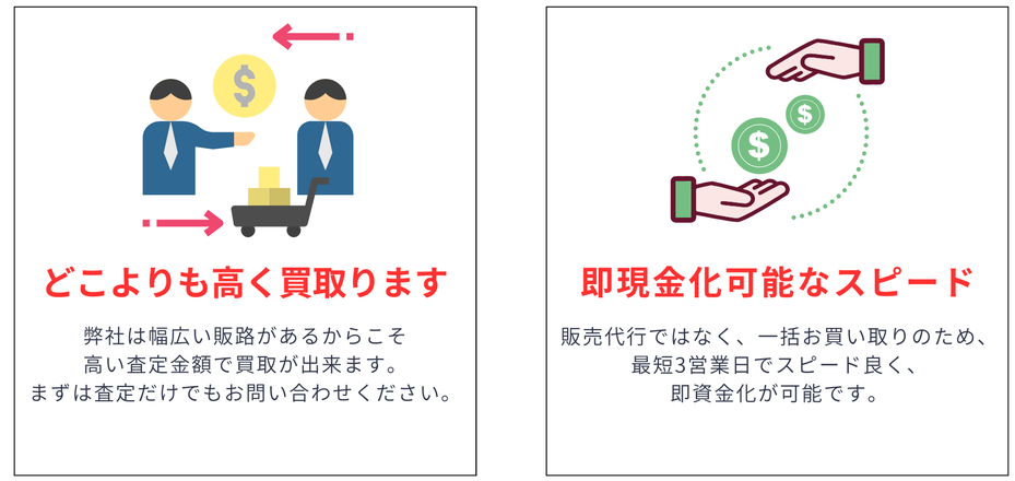 どこよりも高く買い取ります。即現金可能なスピード