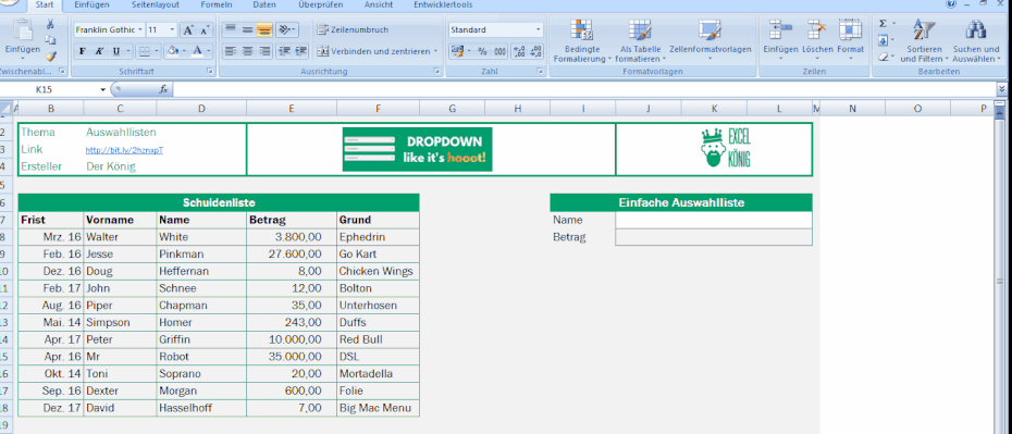 Excel Auswahllisten Und Dropdowns Excel Tipps Und Vorlagen