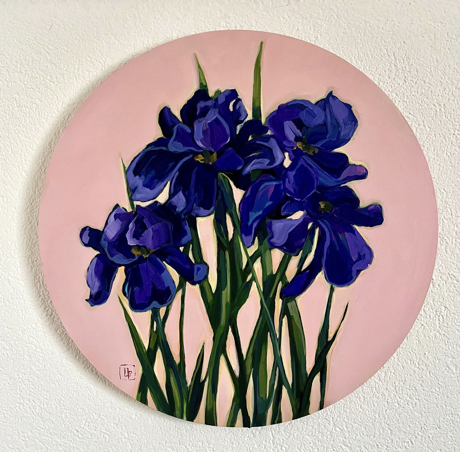 Iris flowers, 50x50cm, acrylic on canvas