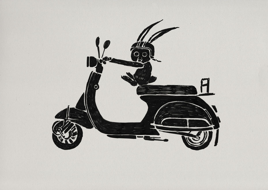Electric scooter POCHETTE絵本作家、イラストレーター、ミヤタタカシのイラスト
