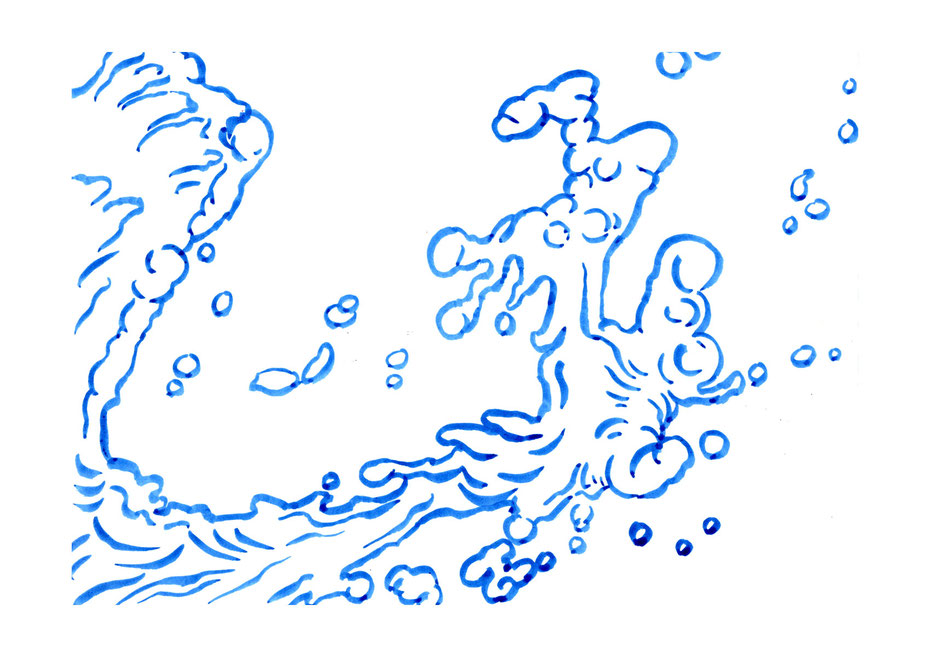 広島の芸術家、絵本作家であるミヤタタカシ (Takashi Miyata) の波のスケッチ/ sketch