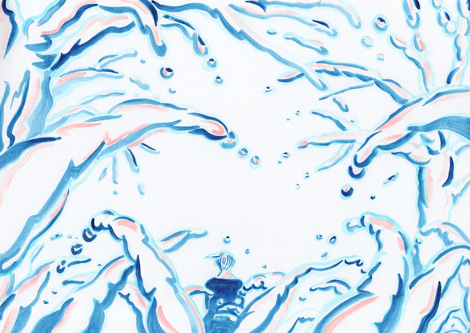 広島のアーティスト、絵本作家であるミヤタタカシ (Takashi Miyata) の水の絵