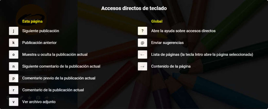 Accesos directos de teclado para Google Plus